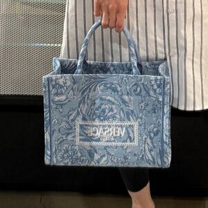 Versace Light Blue Patterned Tote
